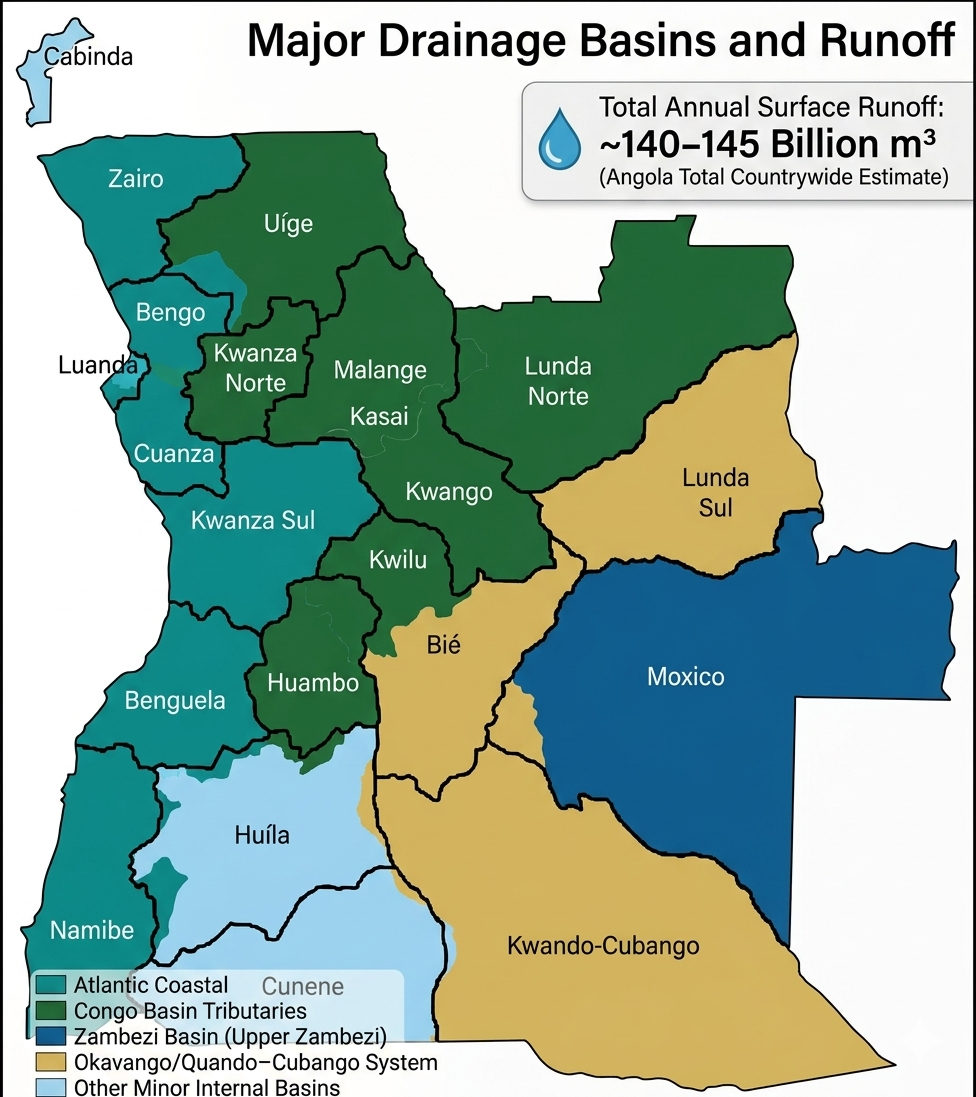 Major Drainage Basins in Angola
