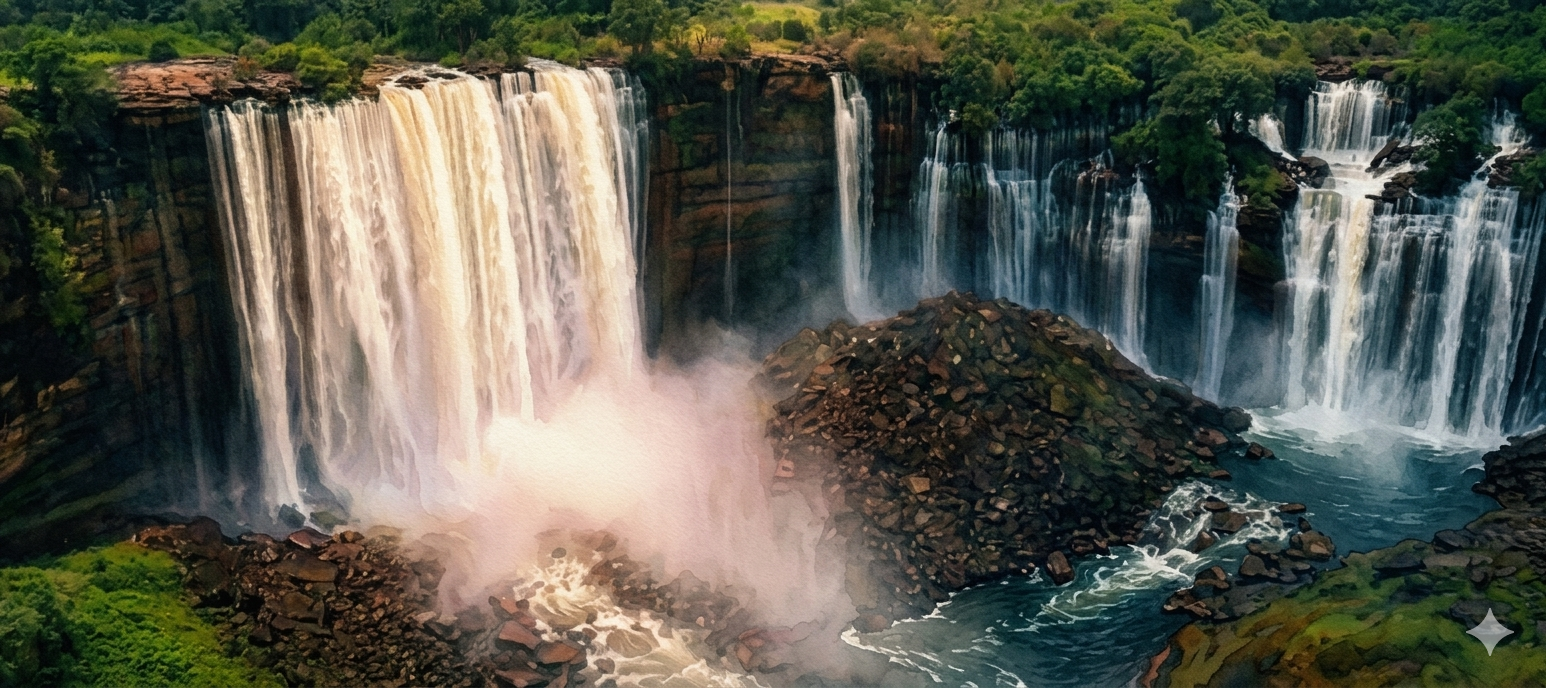 Kalandula Falls in Angola - Illustration 