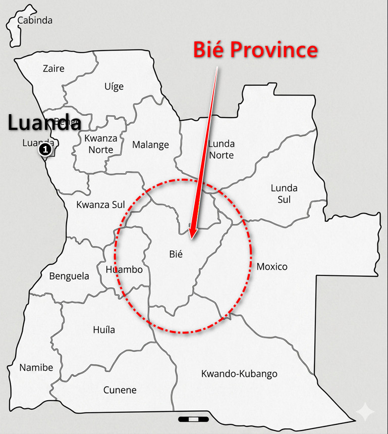 Bié Province Angola location
