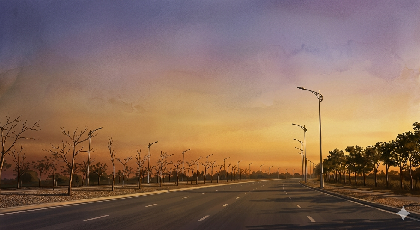 brand new road to Luanda international airport - illustration