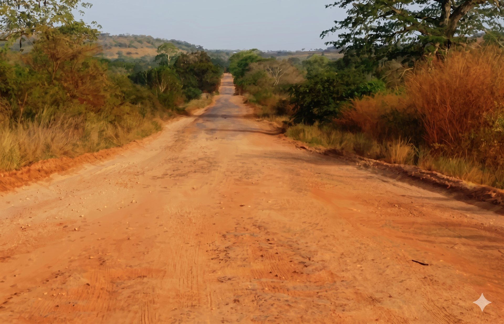dirt road in Bengo Preovince - illustration